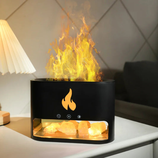 Lexzonq 3D Flame Aroma Diffuser – Ultrasonic Cool Mist Humidifier with LED Fire Effect, Essential Oil Scent Diffuser & Air Purifier for Home & Office