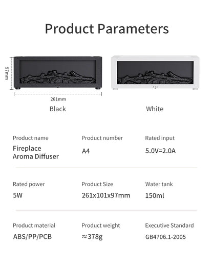 LED Fireplace Essential Oil Diffuser – Flame Effect Air Humidifier with Remote, Auto-Off & Aroma Therapy | Ideal Home & Gift"