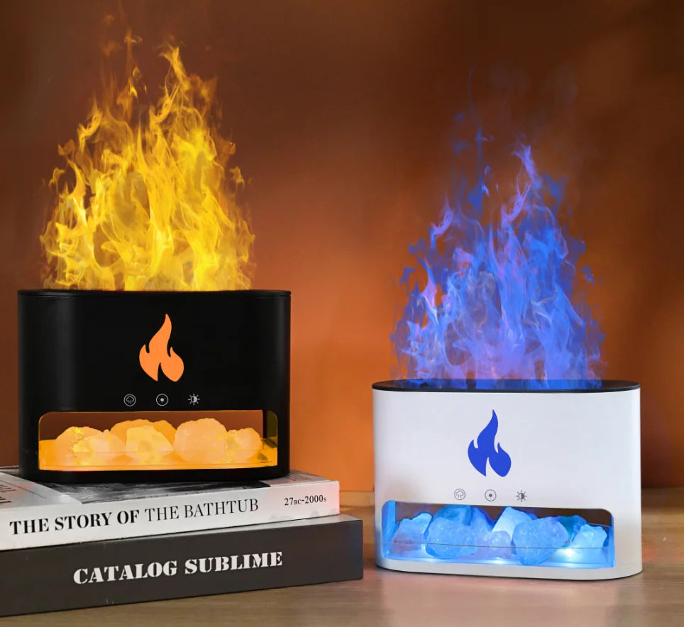 Lexzonq 3D Flame Aroma Diffuser – Ultrasonic Cool Mist Humidifier with LED Fire Effect, Essential Oil Scent Diffuser &amp; Air Purifier for Home &amp; Office