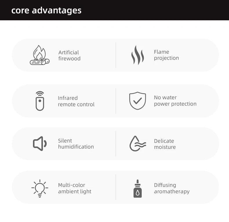 LED Fireplace Essential Oil Diffuser – Flame Effect Air Humidifier with Remote, Auto-Off & Aroma Therapy | Ideal Home & Gift"