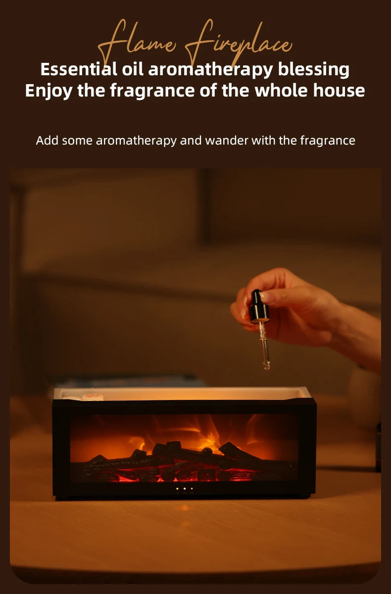 LED Fireplace Essential Oil Diffuser – Flame Effect Air Humidifier with Remote, Auto-Off & Aroma Therapy | Ideal Home & Gift"