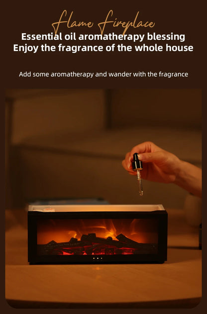 LED Fireplace Essential Oil Diffuser – Flame Effect Air Humidifier with Remote, Auto-Off & Aroma Therapy | Ideal Home & Gift"